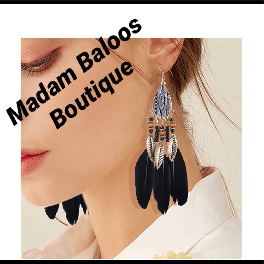 🔥 Bohemian Feather Drop Earrings🔥 New - Picture 8 of 8